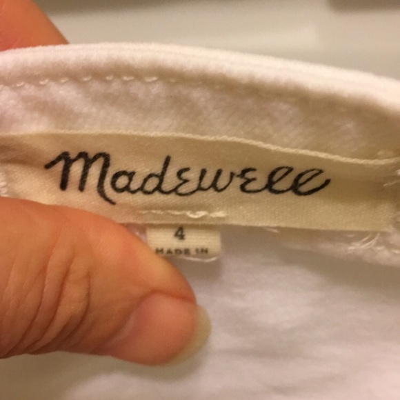 Madewell white denim button front crop top, 4 - Picture 4 of 4